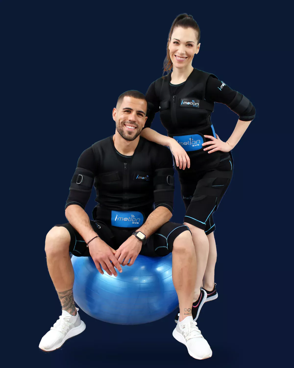 Casal com traje de eletroestimulação i-motion